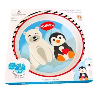 Prima Passi baby plate new in box‎ Winter friends anti-slip bamboo plate